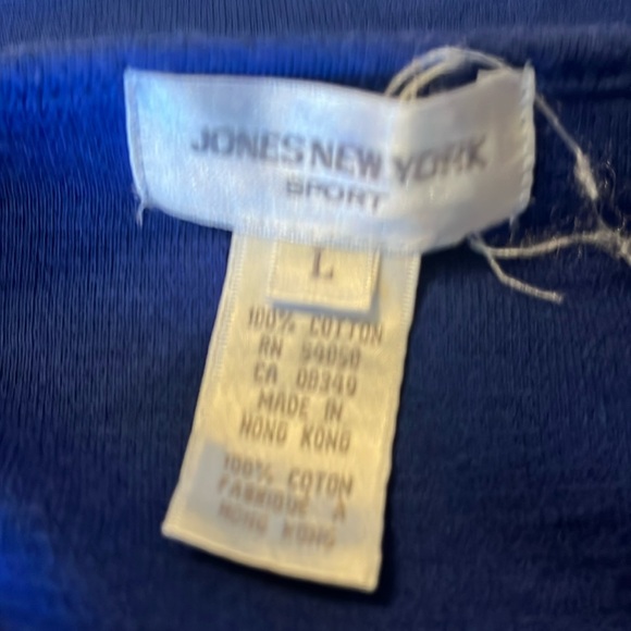 VTG Jones New York Sport Knit Top -Blue short sleeve Sz L - Picture 6 of 8